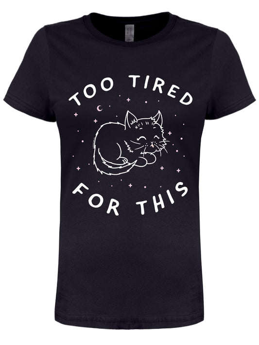 Little Shadow Tired Cat Ladies Black T-Shirt