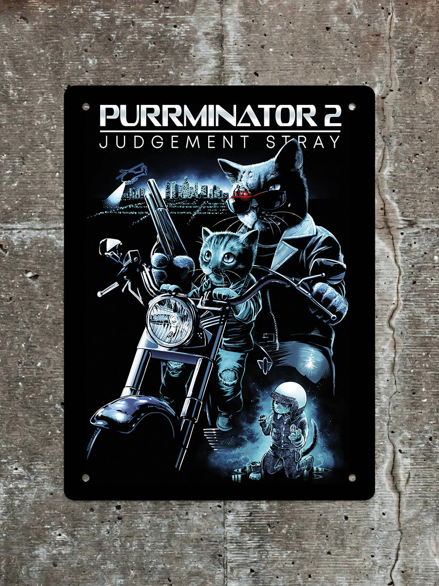 Horror Cats Purrminator 2 Mini Tin Sign