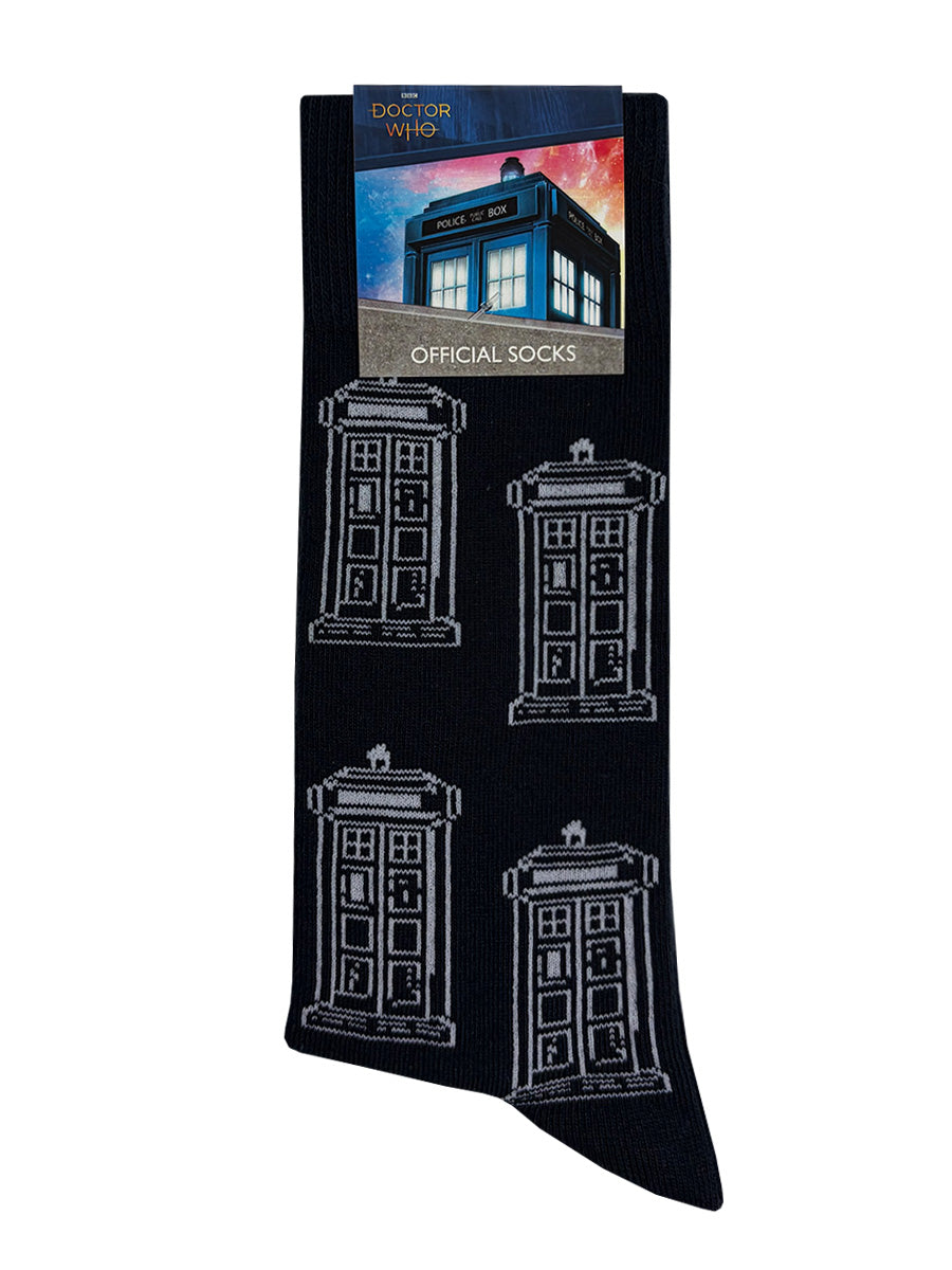 Dr Who Multi Tardis Navy Socks (UK Size 7-11)