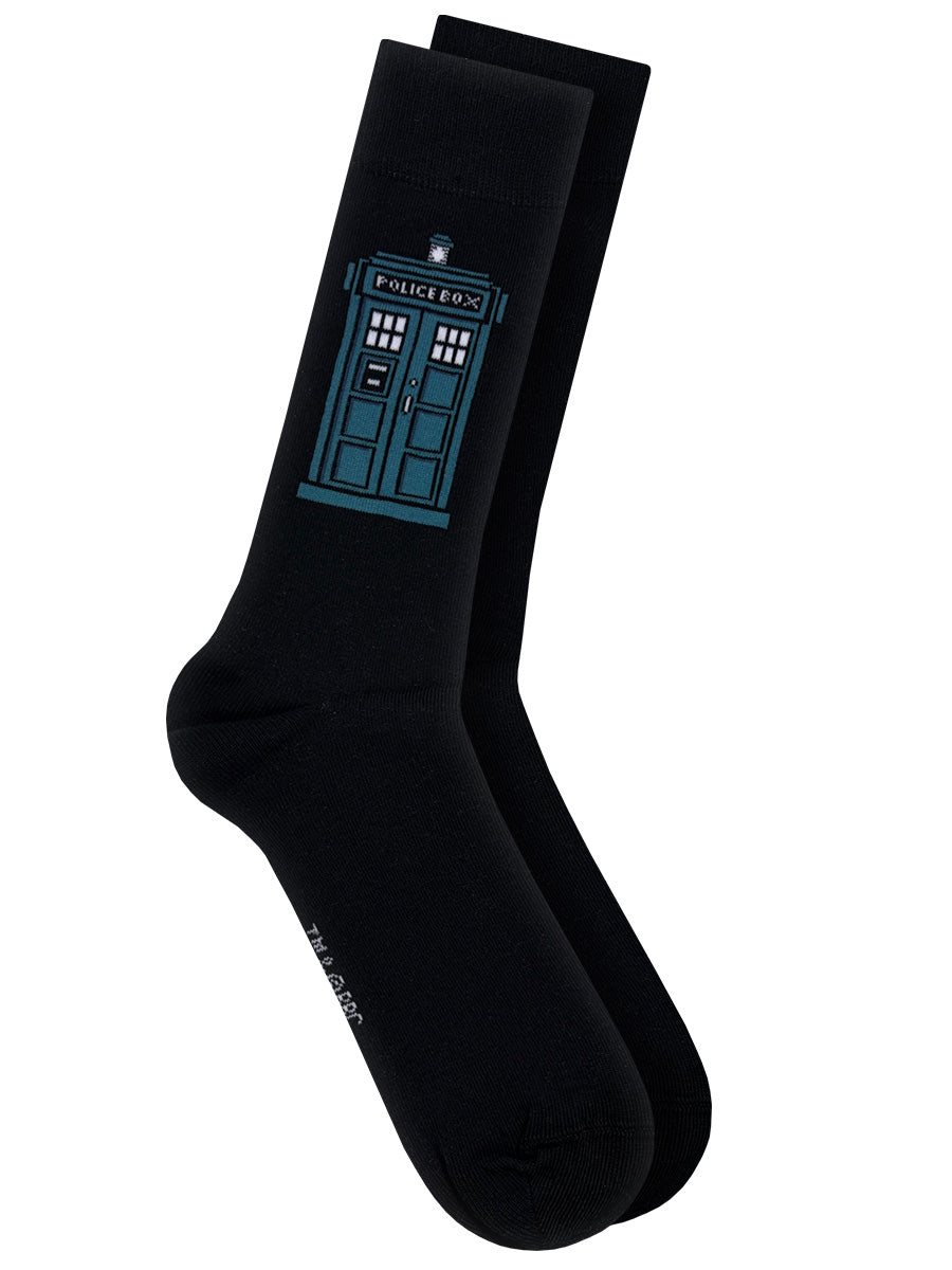 Dr Who Blue Tardis Black Socks (UK Size 7-11)