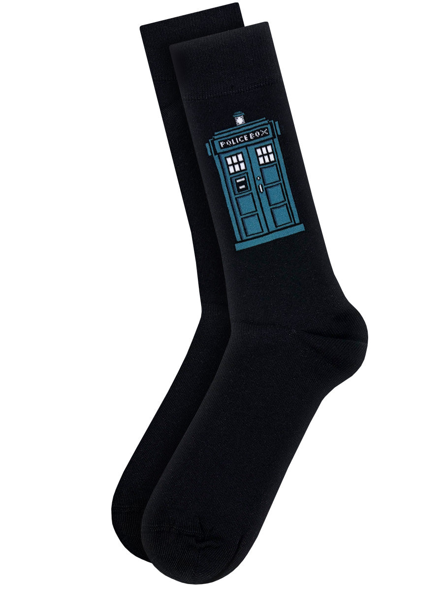 Dr Who Blue Tardis Black Socks (UK Size 7-11)