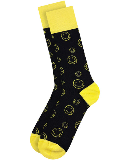 Nirvana Outline Happy Face Black Socks (UK Size 7-11)