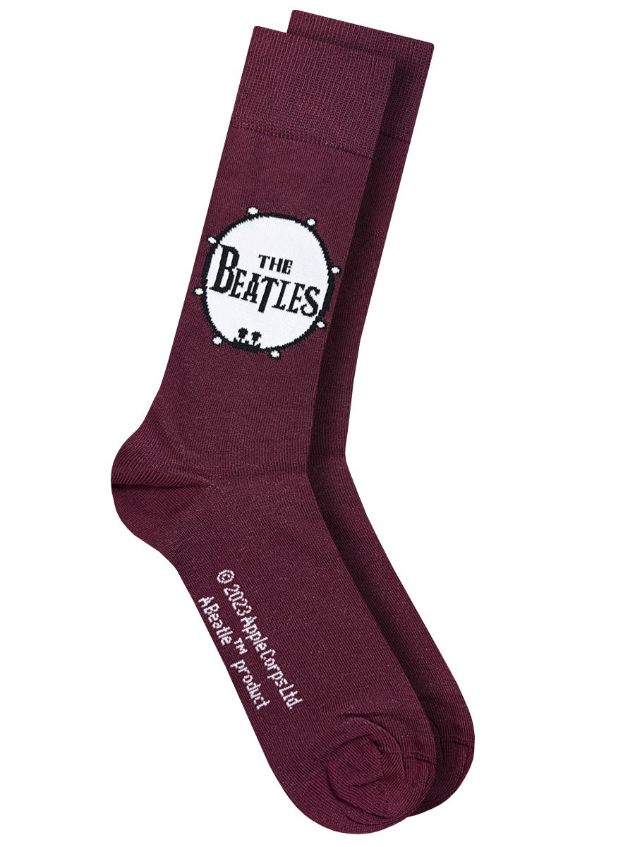 The Beatles Drum Logo Maroon Socks (UK Size 7-11)