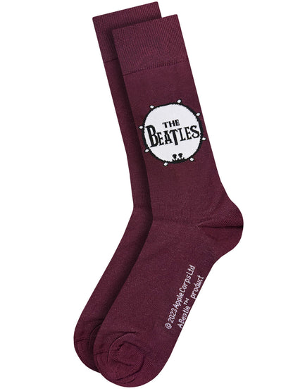 The Beatles Drum Logo Maroon Socks (UK Size 7-11)