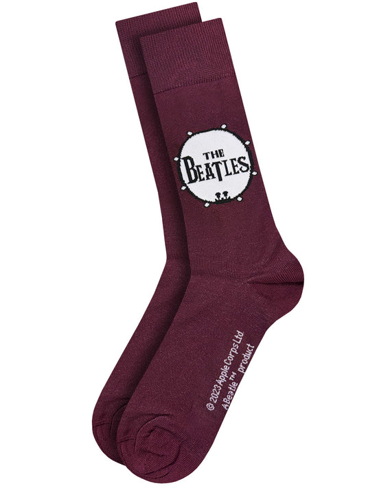 The Beatles Drum Logo Maroon Socks (UK Size 7-11)