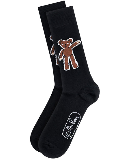 Mr Bean Teddy Black Socks (UK Size 7-11)