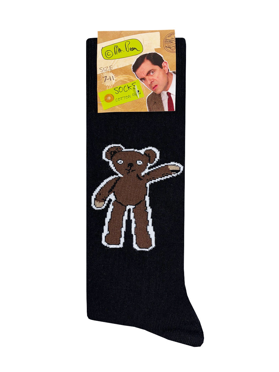 Mr Bean Teddy Black Socks (UK Size 7-11)