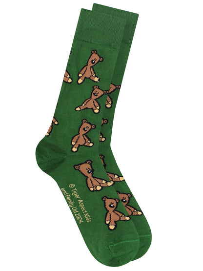 Mr Bean Lots Of Teddies Forest Green Socks (UK Size 7-11)