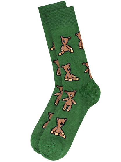 Mr Bean Lots Of Teddies Forest Green Socks (UK Size 7-11)