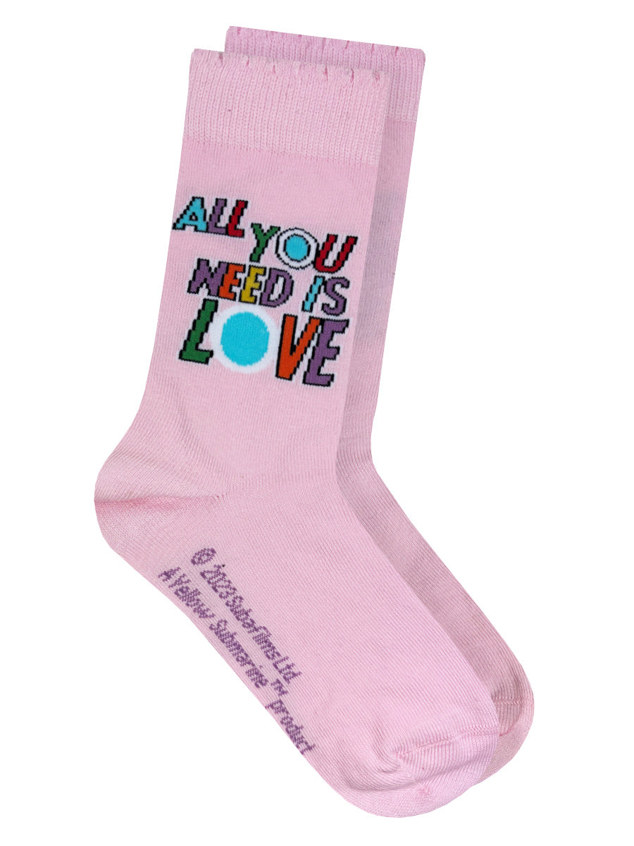 The Beatles All You Need Is Love Baby Pink Socks (UK Size 4-8)