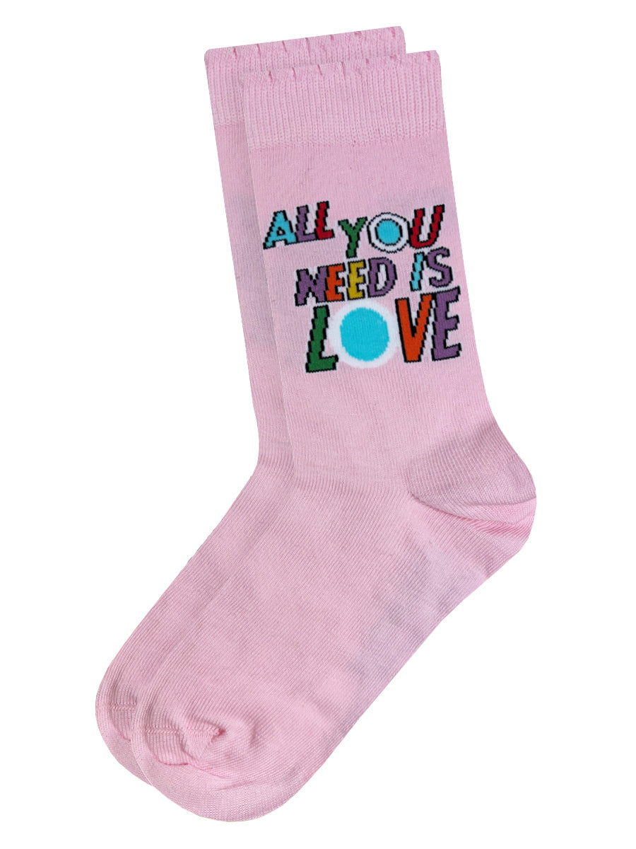 The Beatles All You Need Is Love Baby Pink Socks (UK Size 4-8)