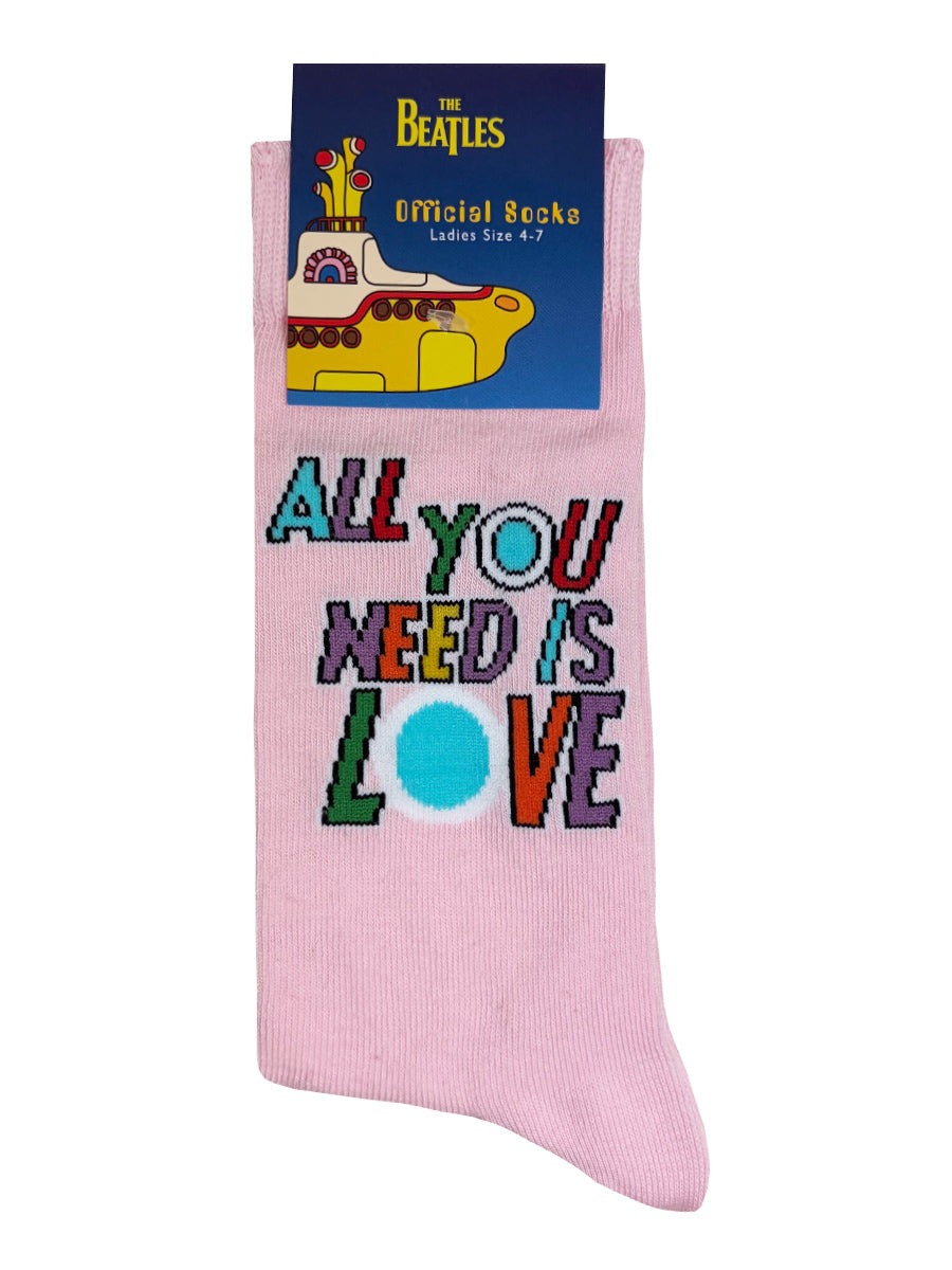 The Beatles All You Need Is Love Baby Pink Socks (UK Size 4-8)