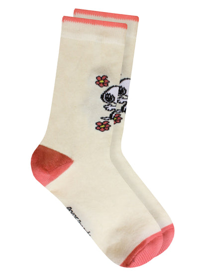 Snoopy Cream and Pink Socks (UK Size 4-8)