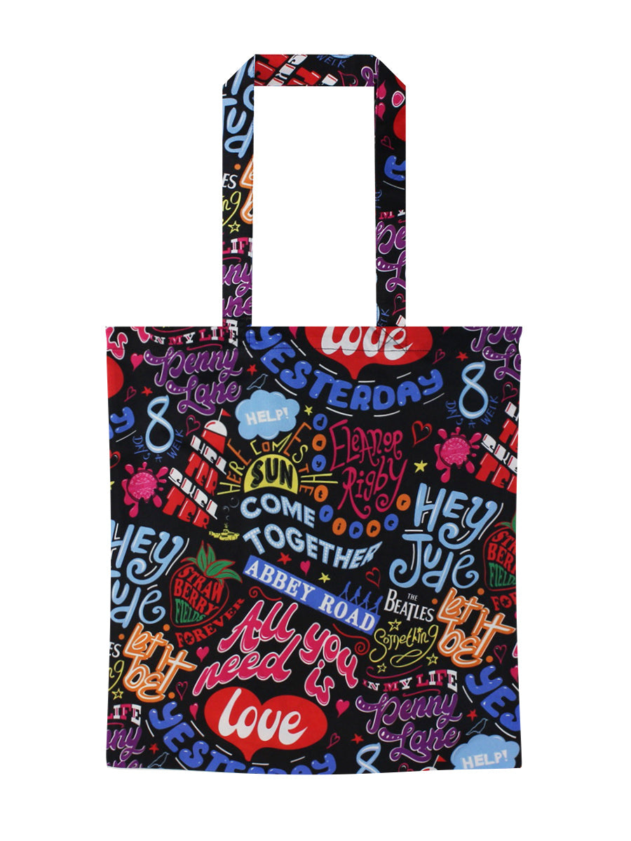The Beatles Song Titles Tote Bag