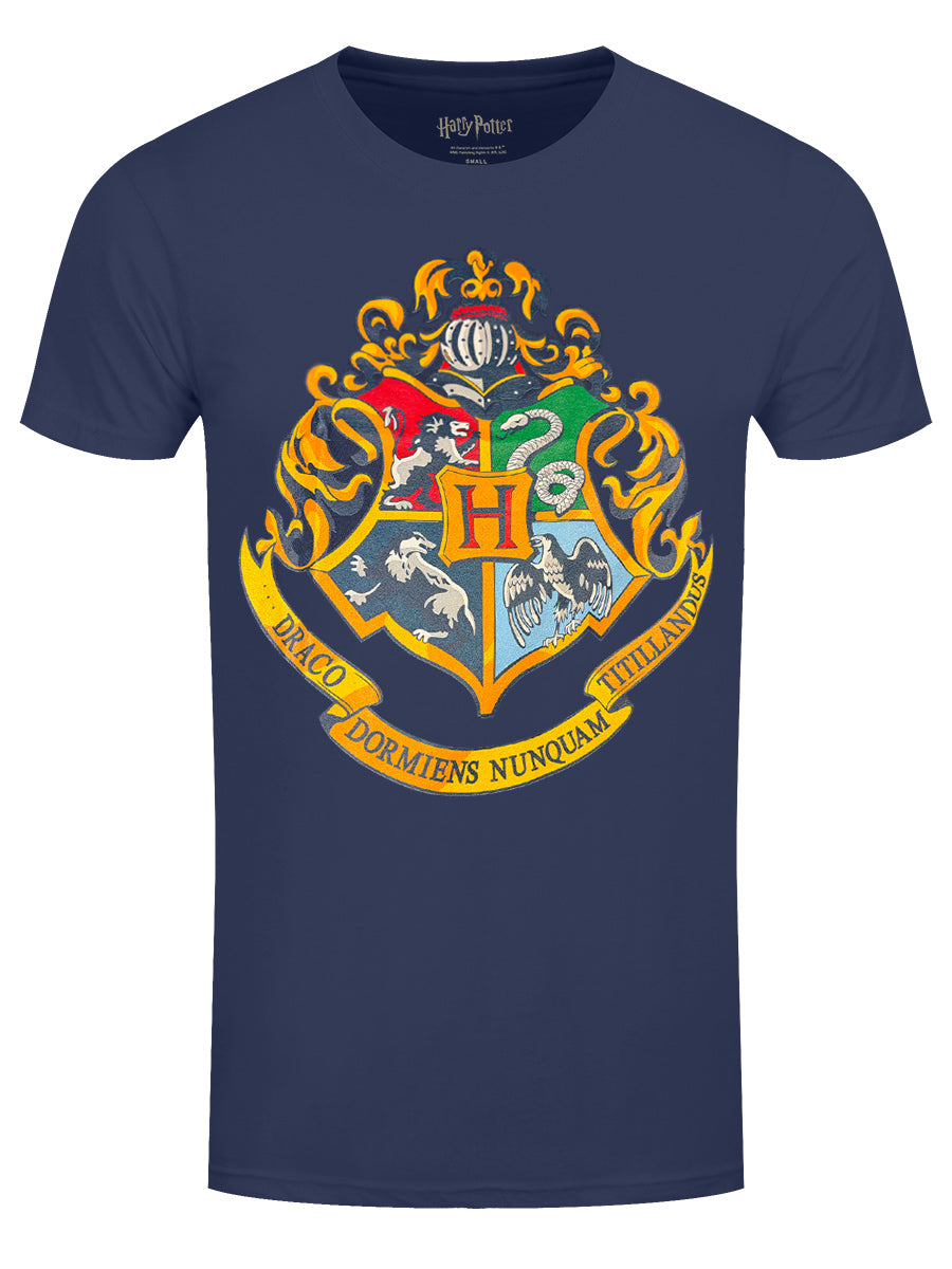 Harry Potter Hogwart's Crest Men's Blue T-Shirt