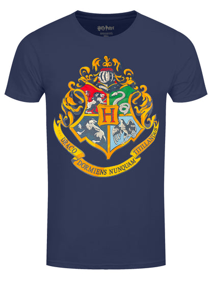 Harry Potter Hogwart's Crest Men's Blue T-Shirt