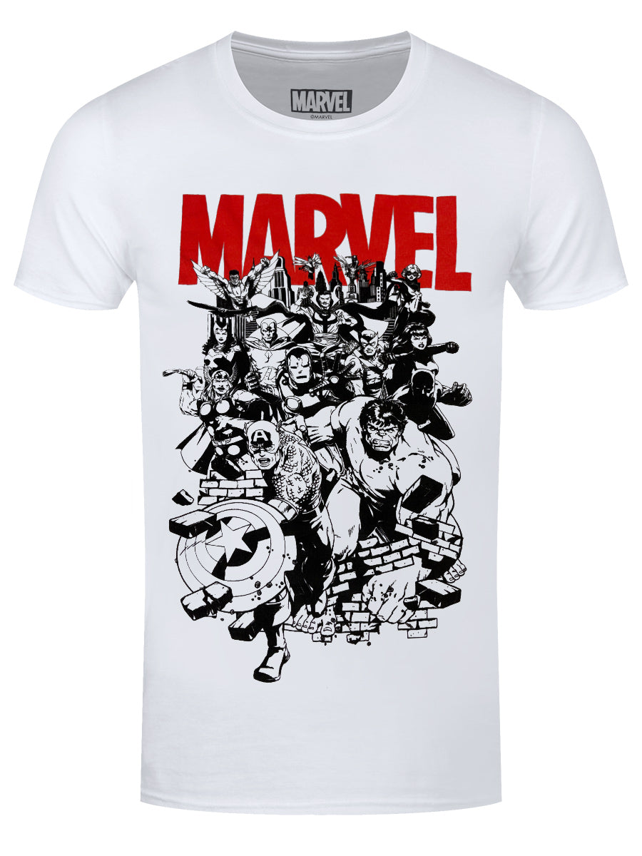 Marvel Black & White Characters Men's White T-Shirt