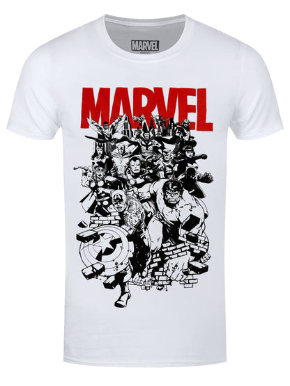 Marvel Black & White Characters Men's White T-Shirt