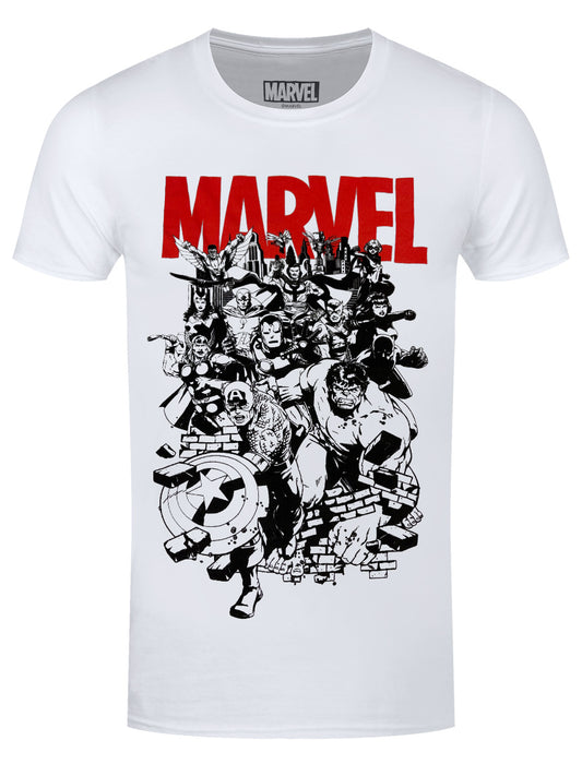 Marvel Black & White Characters Men's White T-Shirt