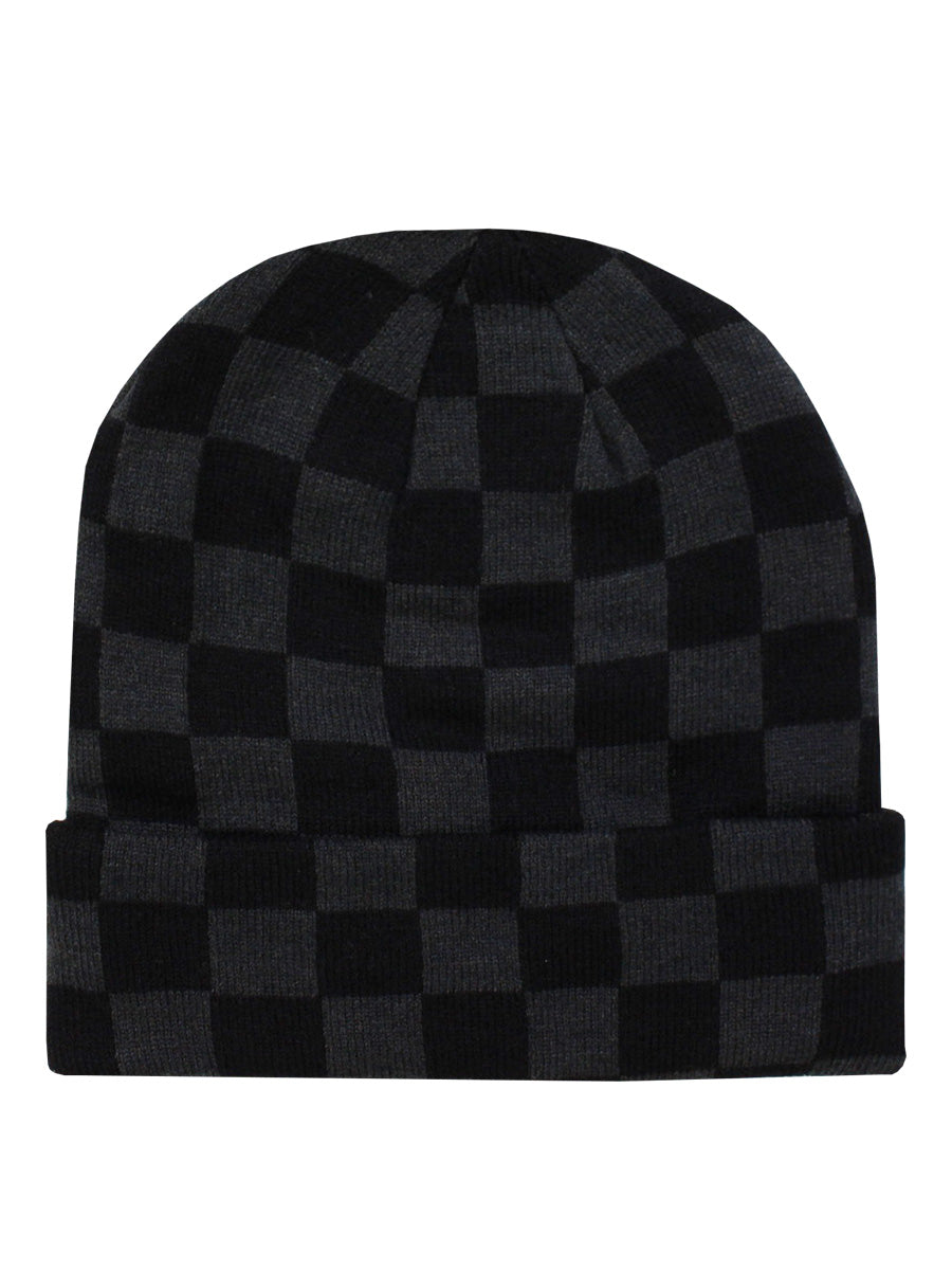 Black & Charcoal Checkerboard Beanie