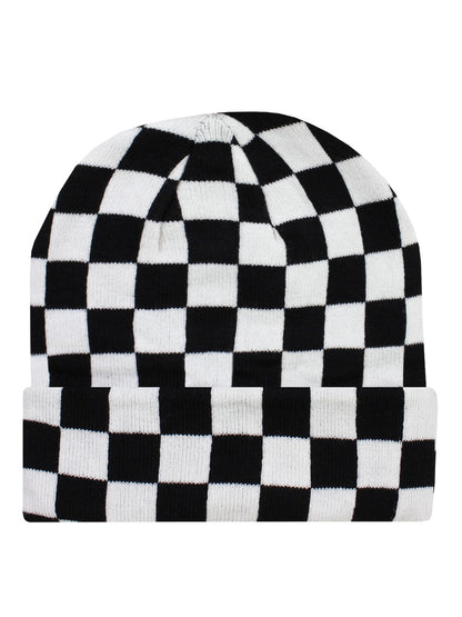 Black & White Checkerboard Beanie