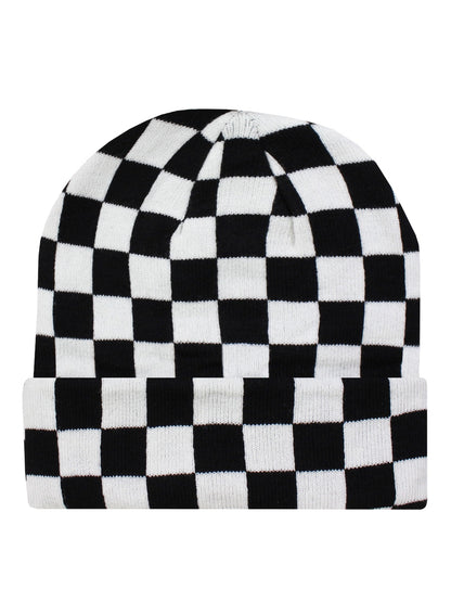 Black & White Checkerboard Beanie