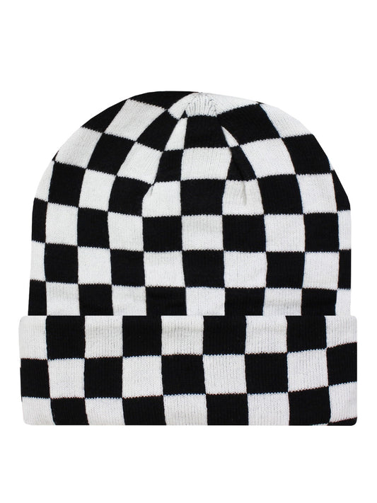 Black & White Checkerboard Beanie