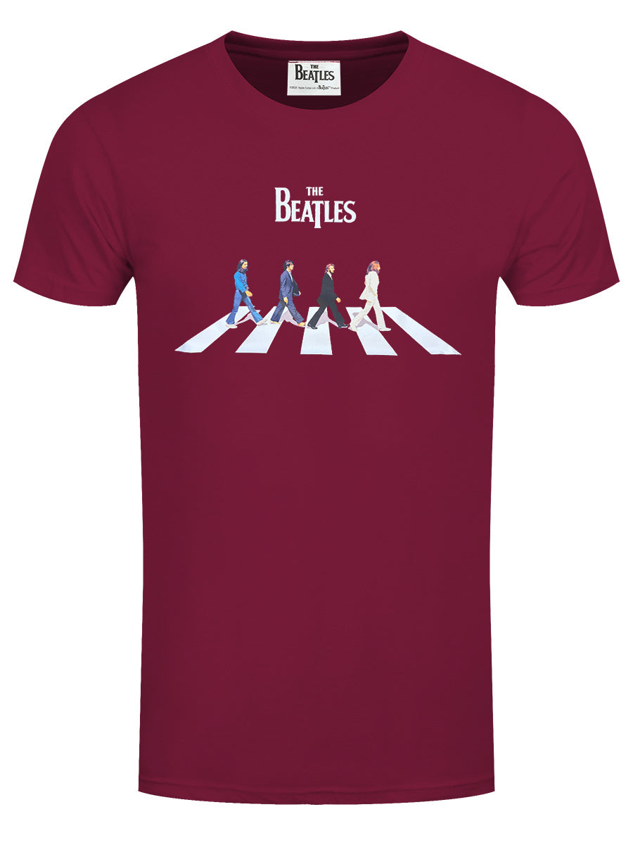 The Beatles Abbey Road Characters Men's Maroon T-Shirt