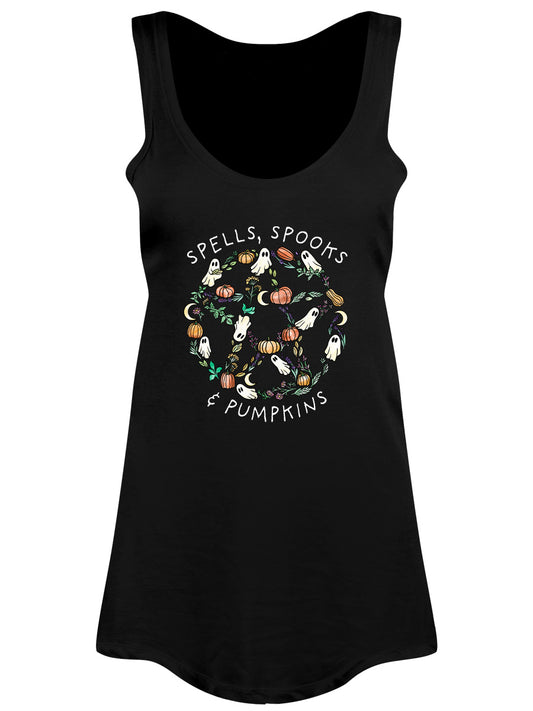 Spells, Spooks & Pumpkins Ladies Black Floaty Vest