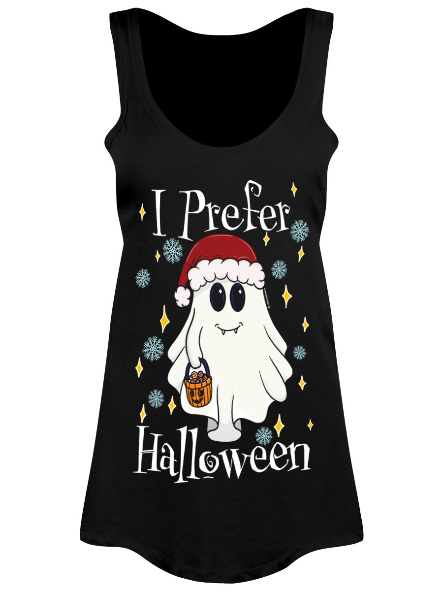 Christmas! I Prefer Halloween Ladies Black Floaty Vest