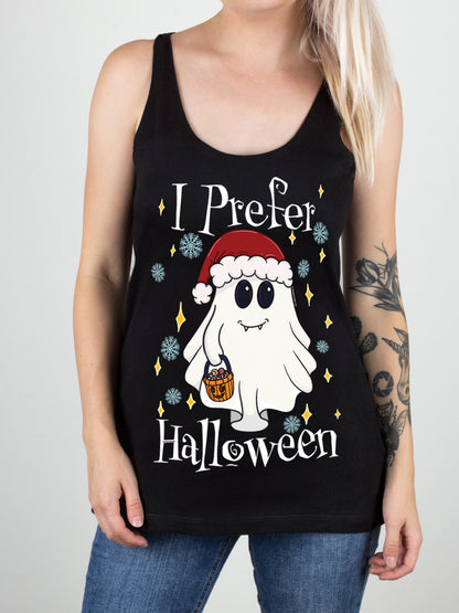 Christmas! I Prefer Halloween Ladies Black Floaty Vest