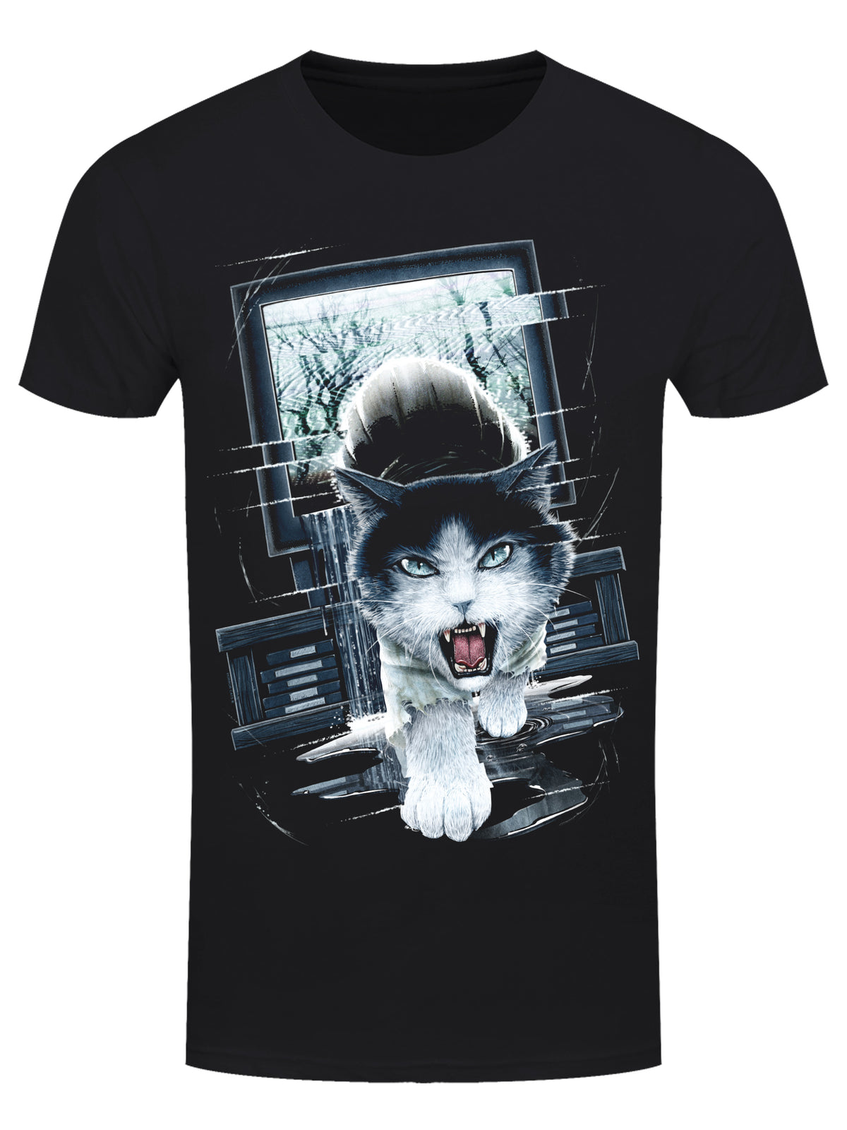 Horror Cats The Purr-Ring Men's Black T-Shirt