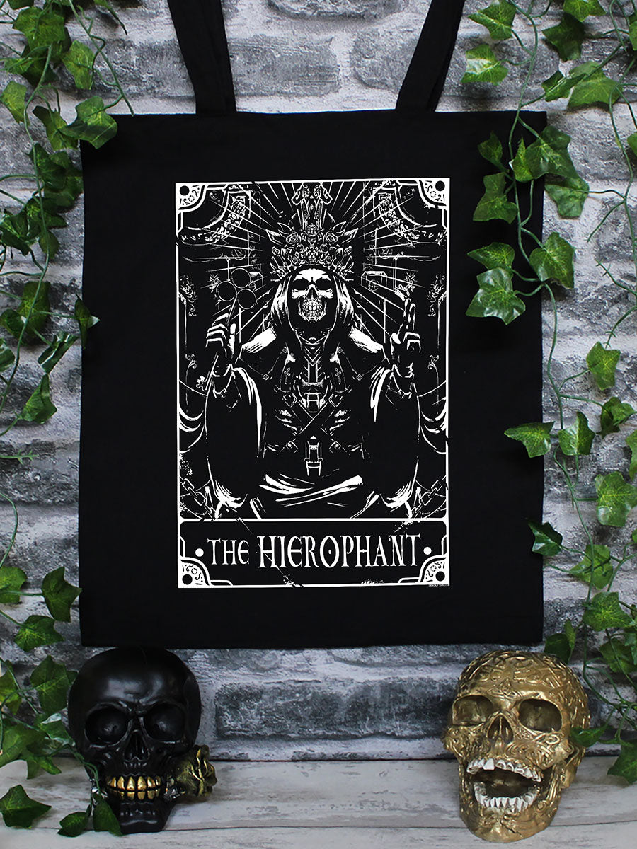 Deadly Tarot - The Hierophant Black Tote Bag