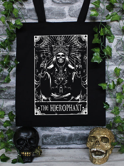 Deadly Tarot - The Hierophant Black Tote Bag