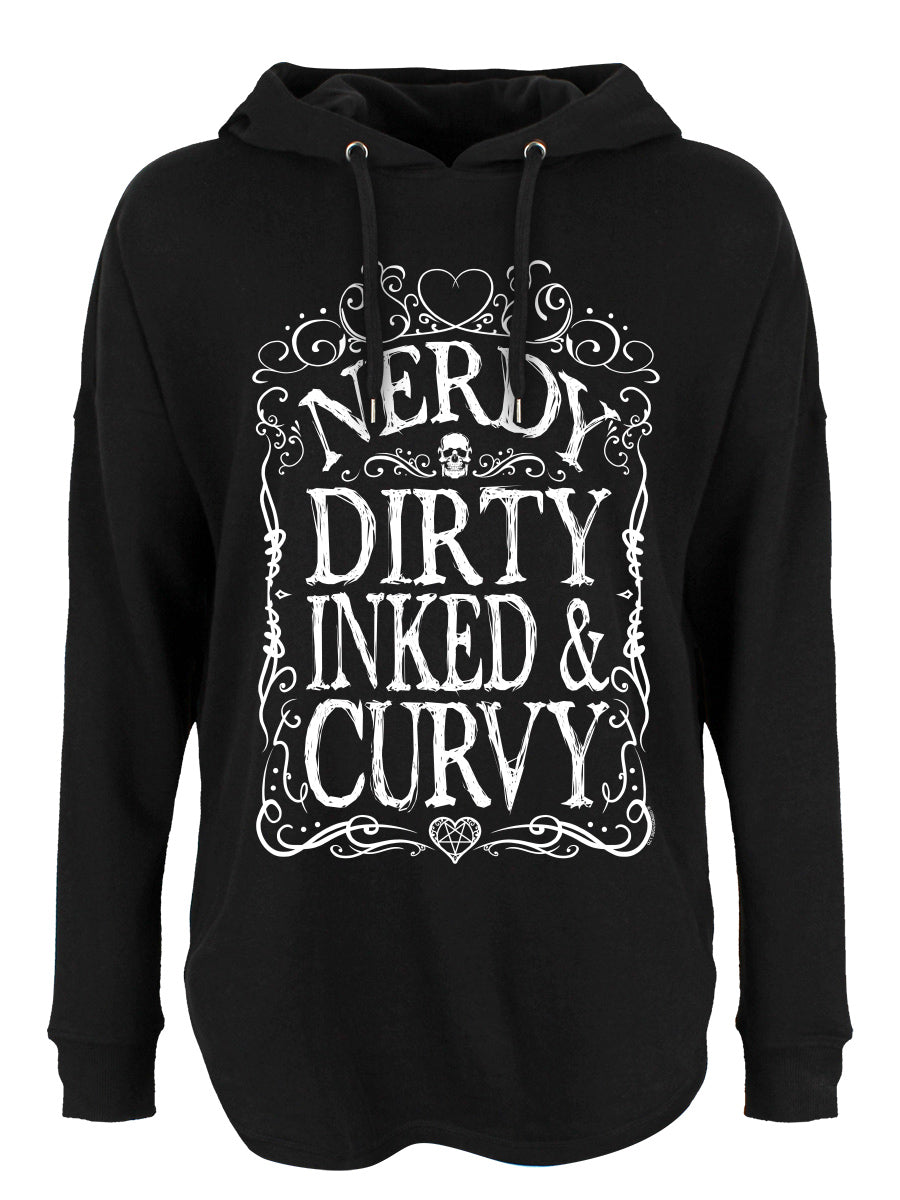 Nerdy, Dirty, Inked & Curvy Ladies Black Oversized Hoodie