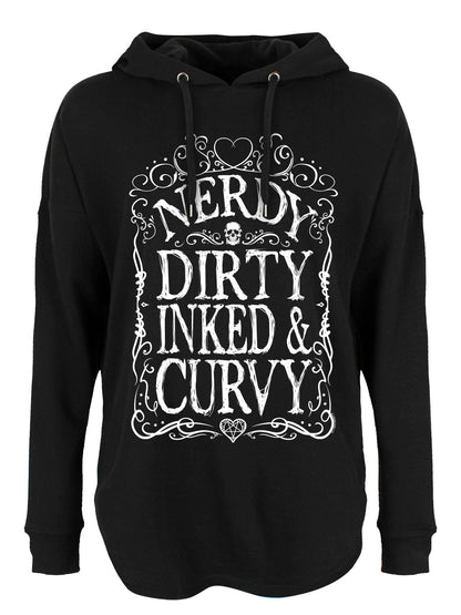 Nerdy, Dirty, Inked & Curvy Ladies Black Oversized Hoodie