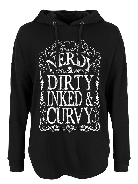 Nerdy, Dirty, Inked & Curvy Ladies Black Oversized Hoodie