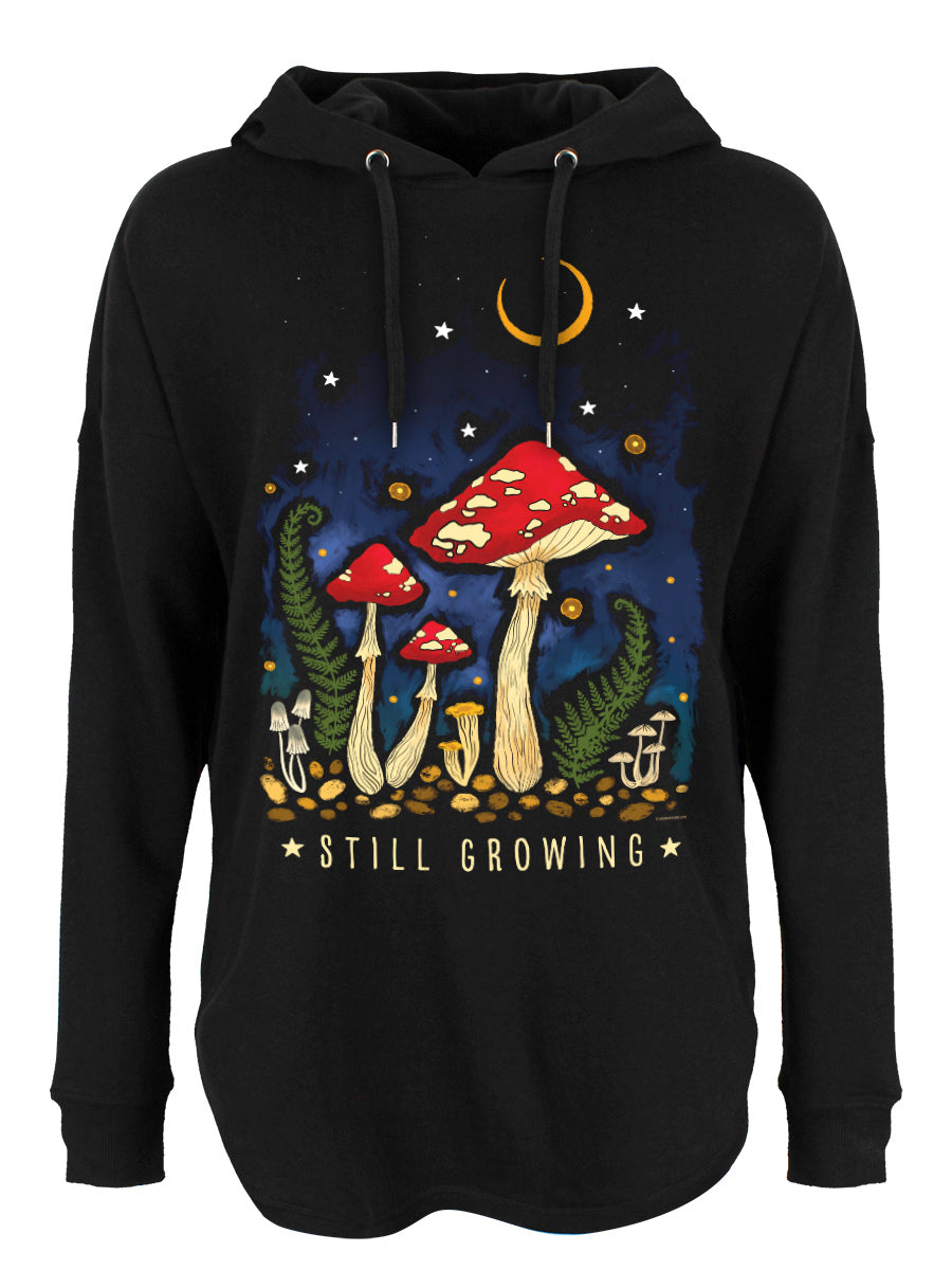 Magical Mushroom Still Growing Ladies Black Oversized Hoodie
