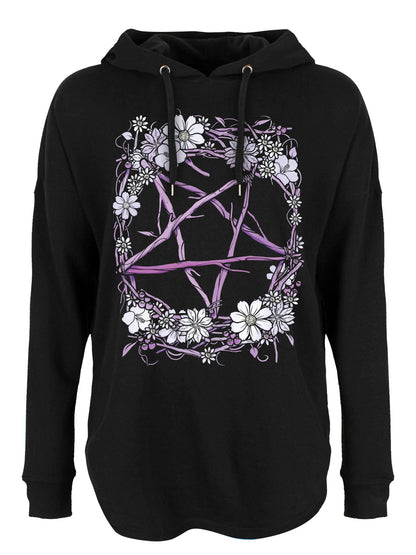 Pagan Pentagram Ladies Black Oversized Hoodie