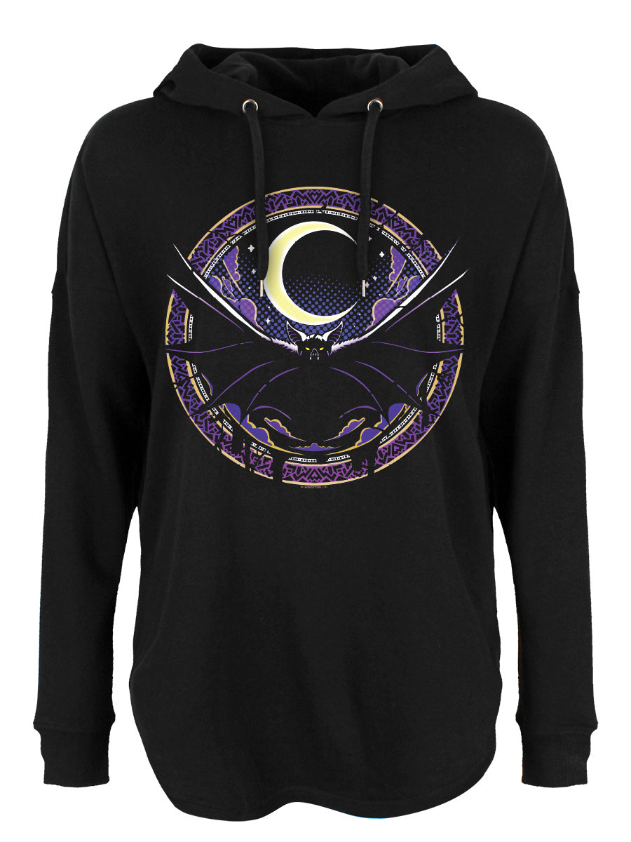 Bat Moon Ladies Black Oversized Hoodie