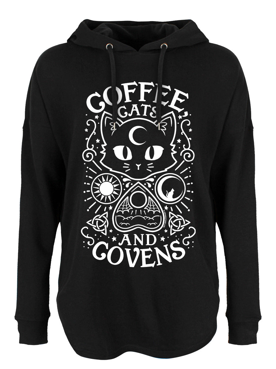 Coffee, Cats & Covens Ladies Black Oversized Hoodie