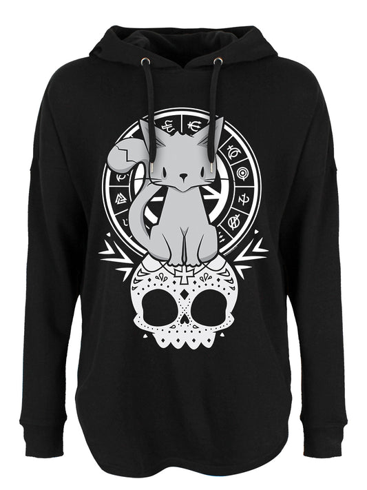 Kitten of the Night Ladies Black Oversized Hoodie
