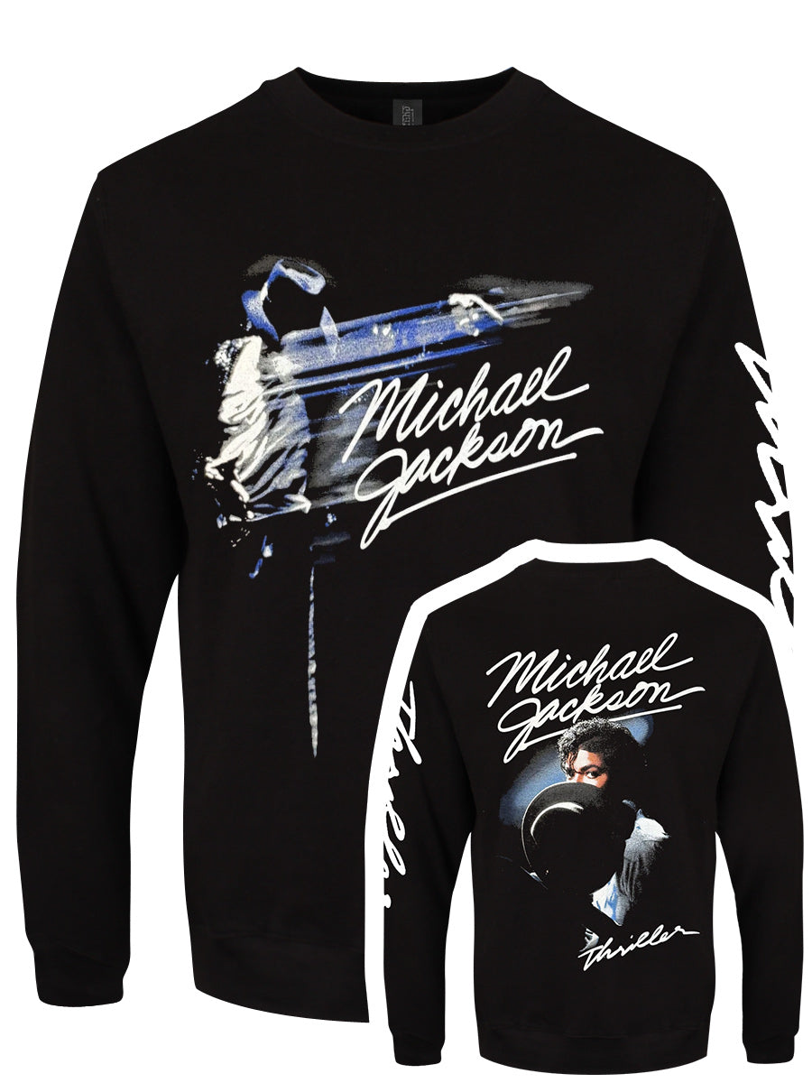 Michael Jackson Thriller / Hat Poses Men's Black Sweatshirt