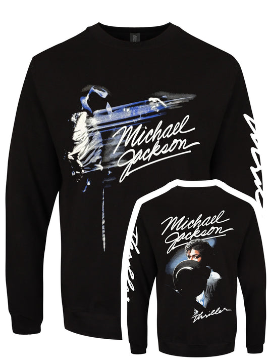 Michael Jackson Thriller / Hat Poses Men's Black Sweatshirt