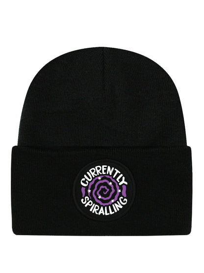 Currently Spiralling Black Beanie