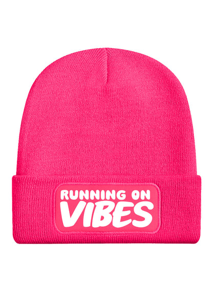 Running On Vibes Pink Beanie