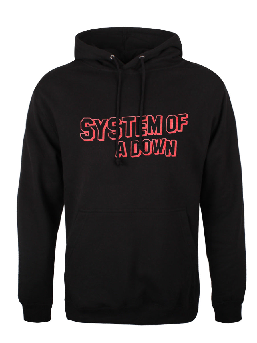 System Of A Down Red Text Logo Men's Black Pullover Hoodie