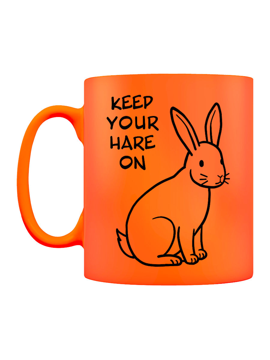 Keep Your Hare On Orange Neon Mug