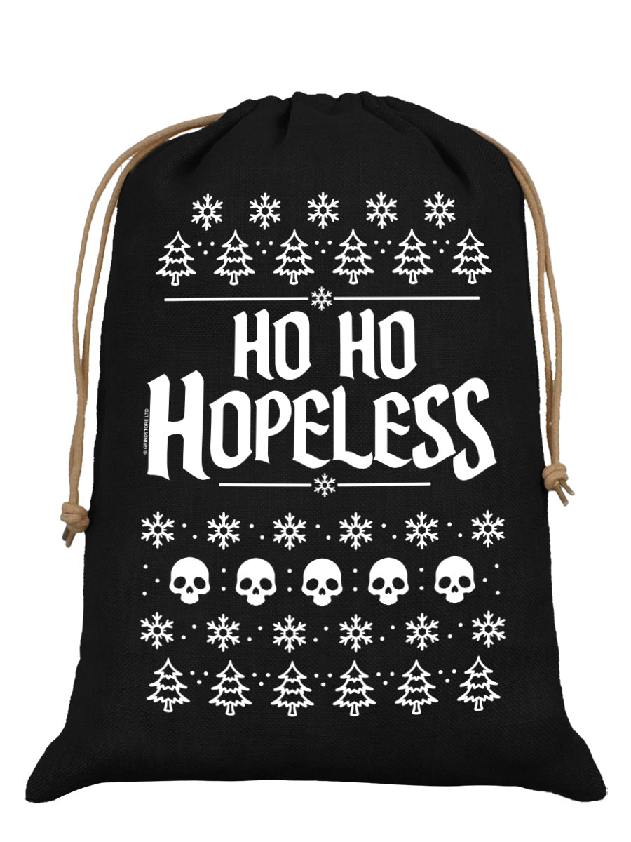Ho Ho Hopeless Black Hessian Santa Sack