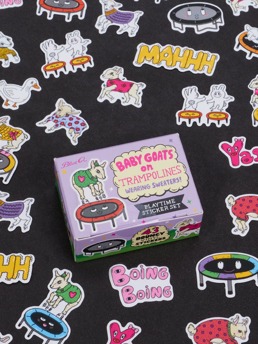 Baby Goats On Trampolines with Sweaters Playtime Sticker Set